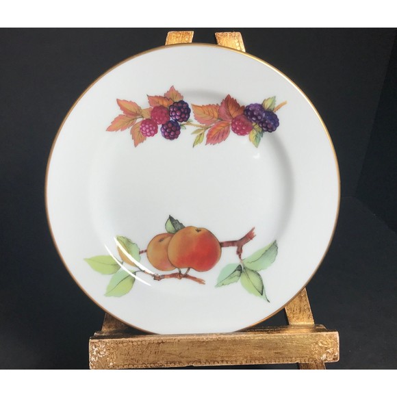 Evesham bread plate Royal Worcester fruit dinnerware, gold rim bone china - Picture 1 of 8
